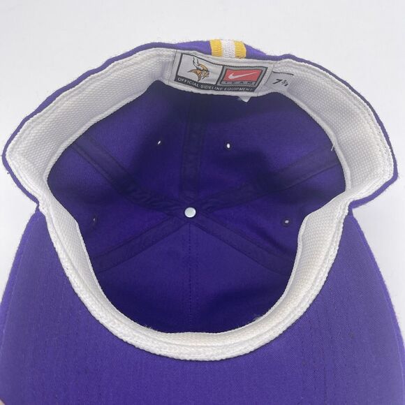 Nike Vintage 90s Minnesota Vikings Hat Baseball Cap Fitted 7 3/8 Purple - Picture 5 of 6